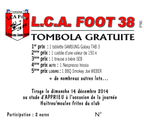 Tombola La Liste Des Gagnants Lca Foot 38 Club De Football En Isere